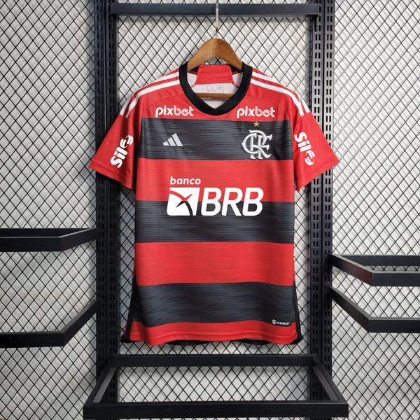 Camisa Flamengo I + Patrocínios 23/24 - Modelo Torcedor